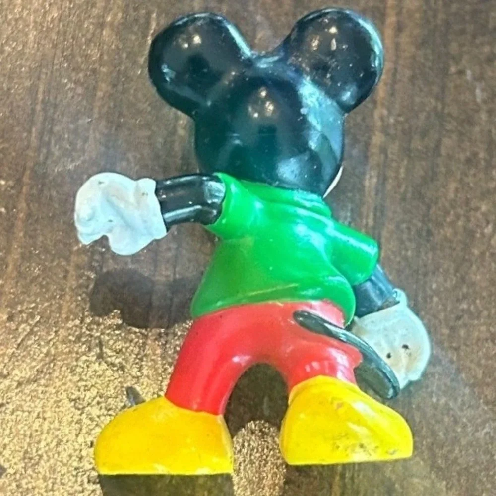 Vintage Disney Mickey Mouse Figure Green Red Yellow PVC Toy Kids Retro‎ 70s 80s